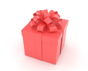 gift box with bows isolated on white. 3d rendering.