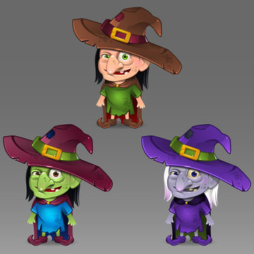 Illustration of Halloween witch set