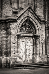old door, black and white monochrome image, architecture background
