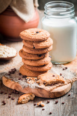 Chocolate chip cookies with milk