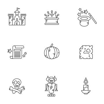 Set of Science Fiction, Magic and Mystery vector icon set