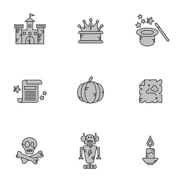 Set of Science Fiction, Magic and Mystery vector icon set