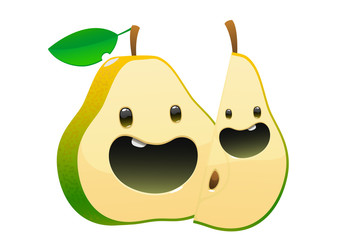 bright juicy tasty green pear cartoon two