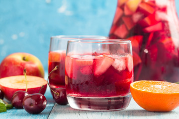 Refreshing sangria or punch with fruit