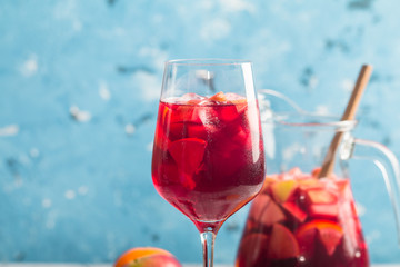 Refreshing sangria or punch with fruit