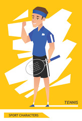 Sport characters tennis player vector design