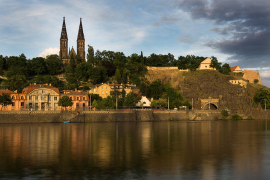 Vysehrad is a historic fort on the cliff above the right bank of the Vltava river in the district of Vysehrad in Prague