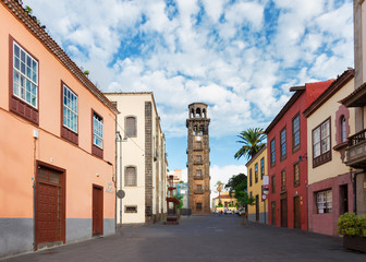 view of street of La Laguna old town, Tenerife island, Spain © neirfy