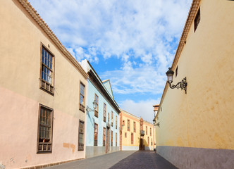 street in old colonial town of La Laguna, Tenerife island, Canarias Spain