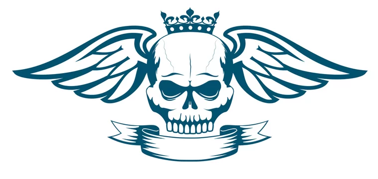 Vector monochrome tattoo or logo with skull, wings, crown and ribbon. Isolated on white background. Design for air force, biker or MMA fighter print. Stock Vector | Adobe Stock Vector monochrome tattoo or logo with skull, wings, crown and ribbon. Isolated on white background. Design for air force, biker or MMA fighter print. Stock Vector | Adobe Stock
