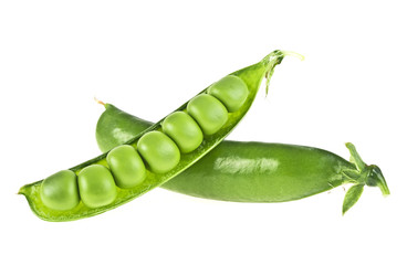 Fresh peas isolated on white background