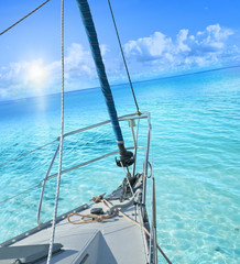 Obraz na płótnie Canvas View from sailing yacht.