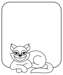 Outline frame with cat. Vector clip art