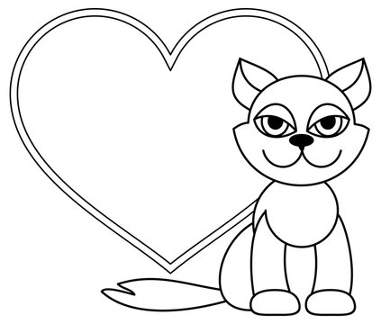 Outline frame with cat. Vector clip art