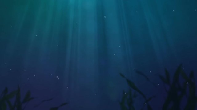 Under deep blue water with seaweed