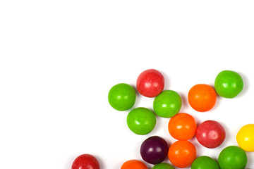 Multicolored candy on a white background.
