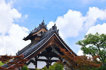 Japanese temple under summer sky, Kyoto Japan.