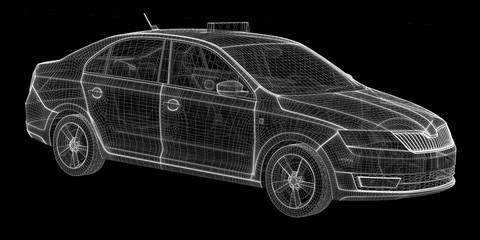 Naklejka premium Car taxi , 3D model