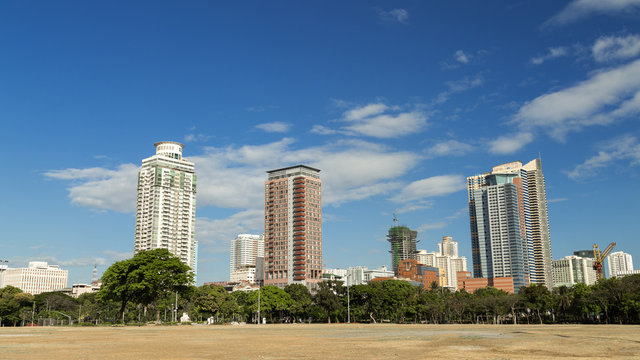 View to Makati from Rizal park, Philippines