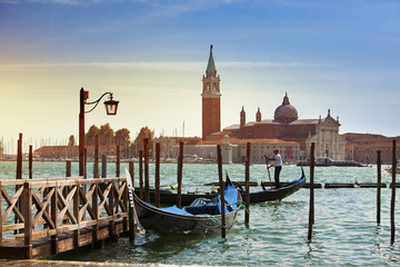 Italy. Venice. Gondolas in the Canal Grande