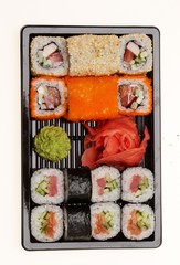 Delicious sushi isolated on white background.