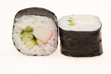 Delicious sushi isolated on white background.