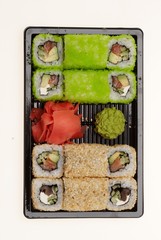 Delicious sushi isolated on white background.
