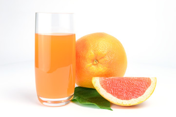 Grapefruit juice glass. Isolated on white background