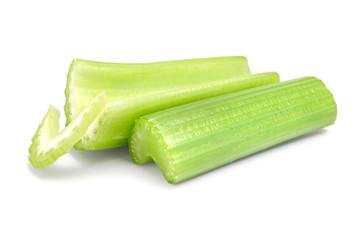 single celery stalk on a white background