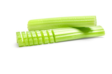 Chopped celery isolated on white