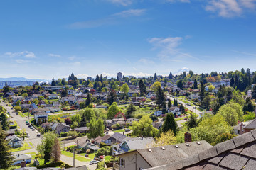 Fototapeta na wymiar Beautiful view of American city in Washington State, USA.