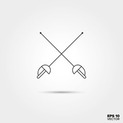 Crossed fencing foils Line Icon