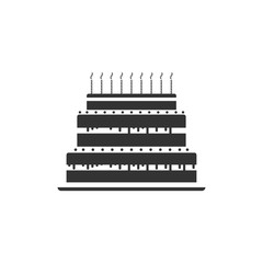 Vector birthday cake web icon. Isolated on white.