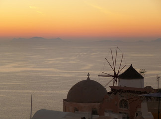 The Beautiful Afterglow at Oia Village on Santorini Island of Greece