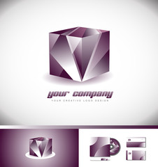 Fototapeta premium Purple 3d cube logo icon design vector