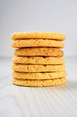 Old-Fashioned Sugar Cookies on a White Wooden Table