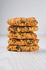 Oatmeal Raisin Cookies on a White Wooden Table
