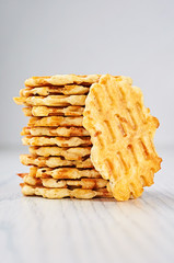 Cheese Caraway Crackers on a White Wooden Table