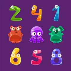 Fotobehang Numbers Shaped Animals And Other Jelly Creatures Set © topvectors