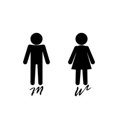 Man and woman sign logo on pink background.