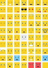 Square emoticons vector set