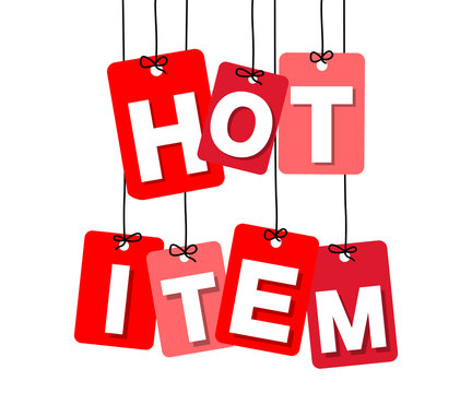 Vector colorful hanging cardboard. Tags - hot item