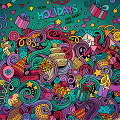 Obraz na płótnie Canvas Cartoon hand-drawn doodles holidays illustration