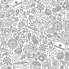 Cartoon nautical seamless pattern