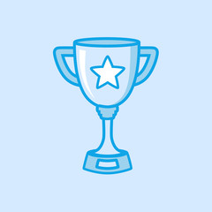 Trophy Vector Icon Simple Blue