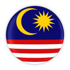 Malaysian Flag Button - Flag of Malaysia Badge 3D Illustration