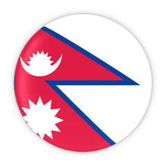 Obraz premium Nepalese Flag Button - Flag of Nepal Badge 3D Illustration