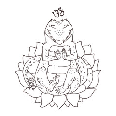 Obraz premium Meditating alligator drawing