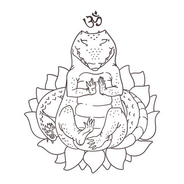 Meditating alligator drawing