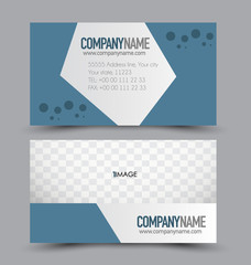 Business card design set template for company corporate style. Blue color. Vector illustration.